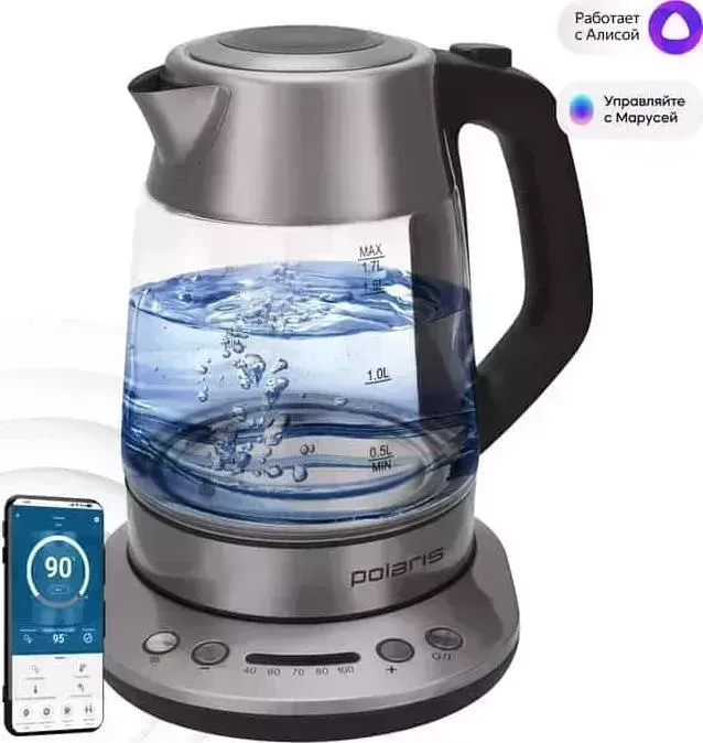 Чайник электрический POLARIS PWK 1775CGLD 1.7л. 1850Вт серебристый матовый (стекло)