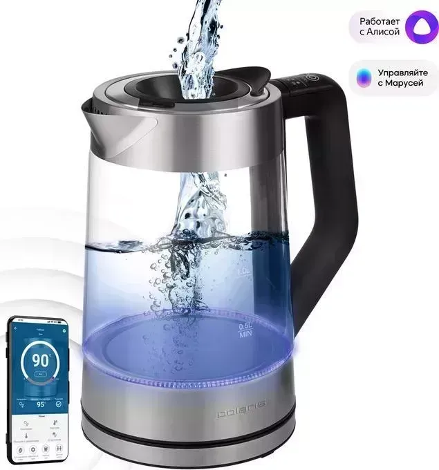 Чайник электрический POLARIS PWK 1725CGLD 1.7л. 2200Вт серебристый матовый (стекло)