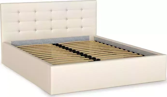 Кровать Олимп двойная Виктория 1600 кожзам бежевый тех cream с откидным механизмом Н