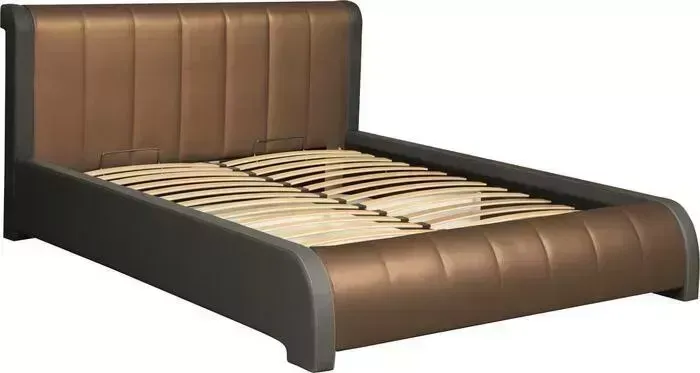 Кровать Олимп Калипсо 1400 кожзам серый/кожзам корица
