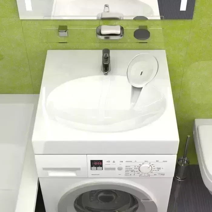 Раковина над стиральной машиной GREENSTONE Marko 60х60 с сифоном и кронштейнами, белая