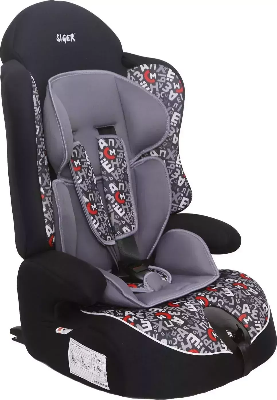 Автокресло SIGER ART Прайм изофикс алфавит 9-36кг (KRES0282)