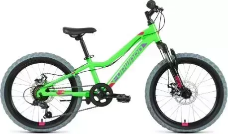 Велосипед FORWARD для подростков TWISTER 20 2.0 D ярко-зеленый/фиолетовый (RBK22FW20044) 20 D (20" 7 ск. рост. 10") 2022, , RBK22FW20044