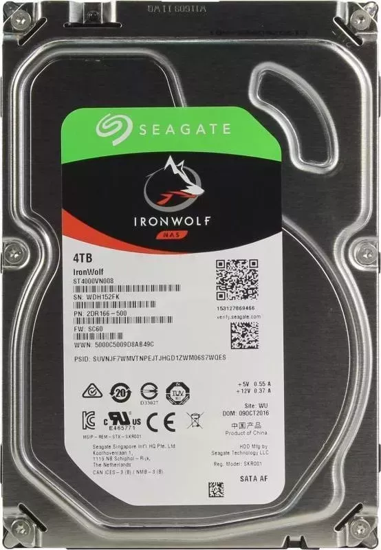 Жесткий диск SEAGATE Ironwolf ST4000VN008 SATA-III/4Tb/5900rpm/64Mb/3.5