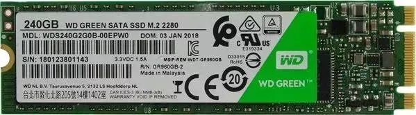 SSD накопитель GREEN Western Digital SATA III/240Gb/M.2 2280 (WDS240G2G0B)