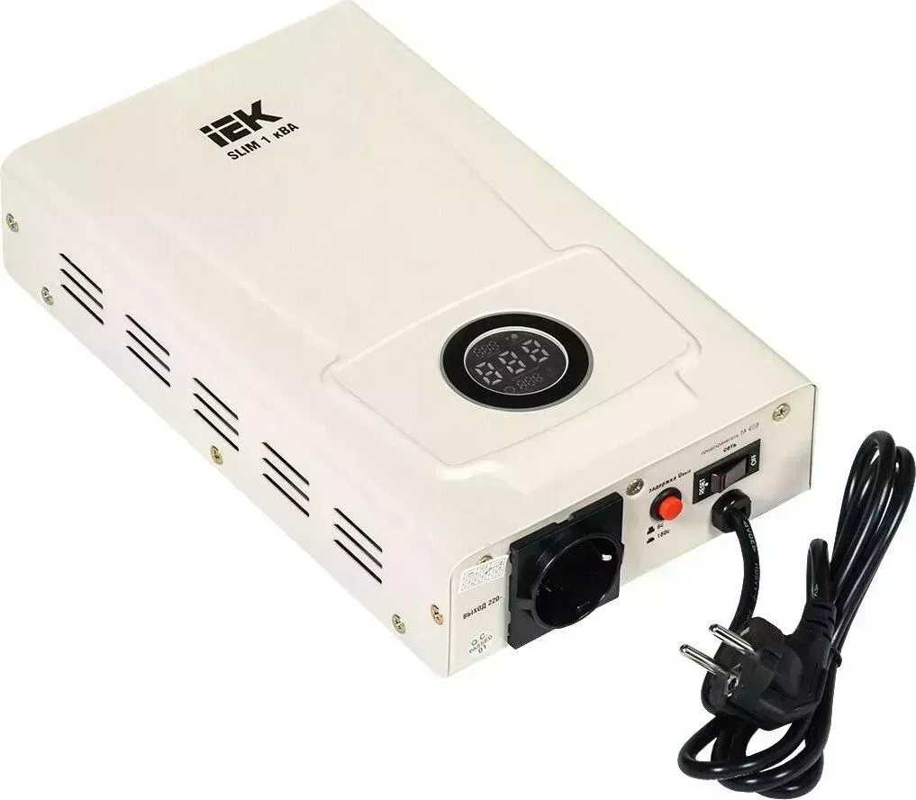 Стабилизатор напряжения IEK Slim 1кВА однофазный белый (IVS22-1-001-09)