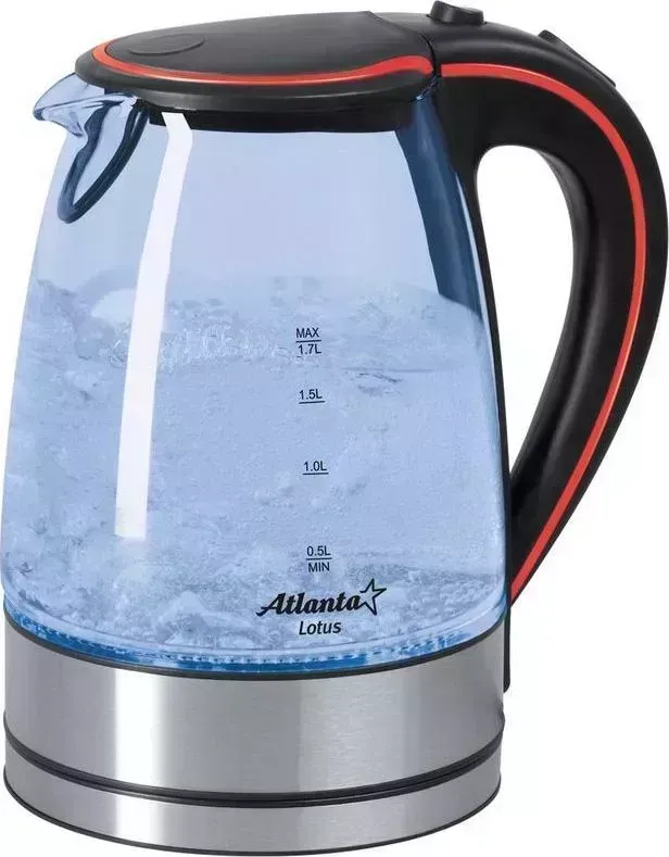 Чайник электрический ATLANTA ATH-691 черно-красный стекло