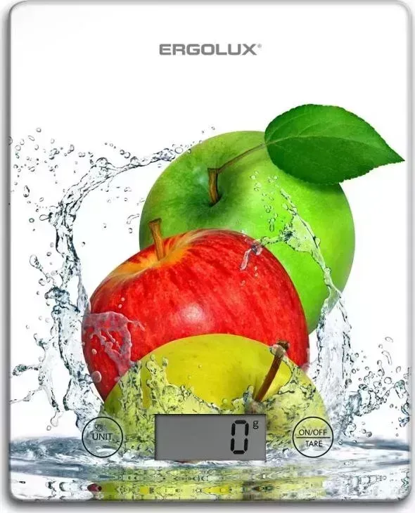 Кухонные весы Ergolux ELX-SK02-С01 белые, яблоки