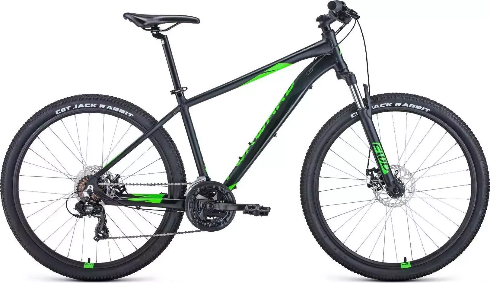 Велосипед FORWARD APACHE 27,5 2.0 D черный матовый/ярко-зеленый (RBK22FW27303) D (27,5" 21 ск. рост. 17") 2022, , RBK22FW27303