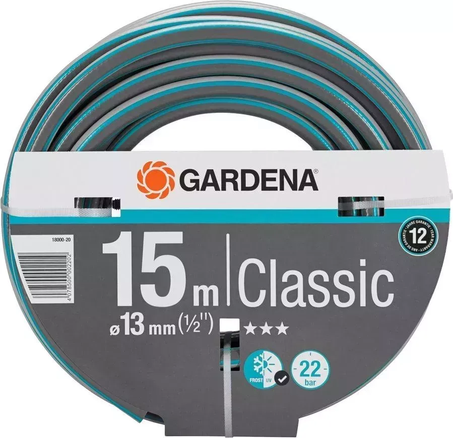 Шланг GARDENA Classic 1/2 15м серый/голубой (18000-20.000.00)