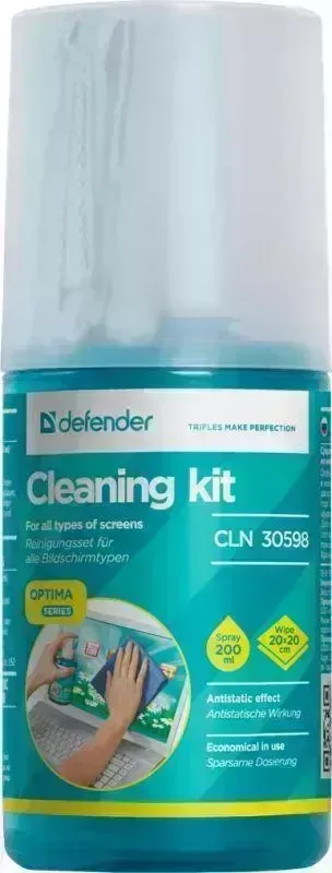 Средство для ухода за техникой DEFENDER CLN 30598 Optima 200мл+микрофибра Очищающий комплекс экранов