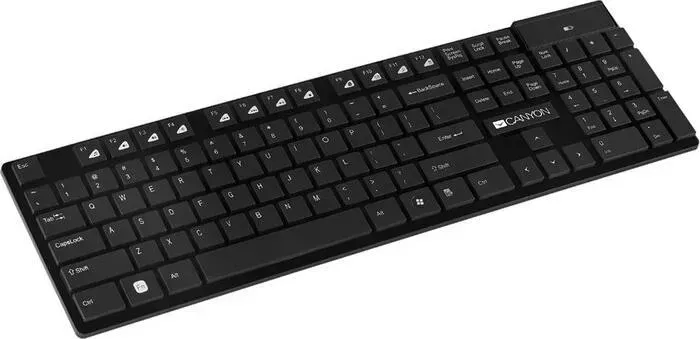 Клавиатура CANYON 2.4GHZ wireless keyboard, 104 keys, slim design, chocolate key caps, RU layout (black), 425*130*235mm, 0.398 (CNS-HKBW2-RU)