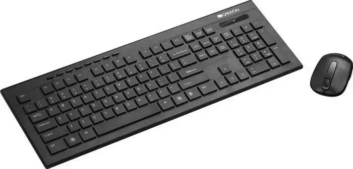 Комплект CANYON Multimedia 2.4GHz wireless combo-set, keyboard 104 keys, slim and brushed finish design, chocolate key caps, (CNS-HSETW4-RU)