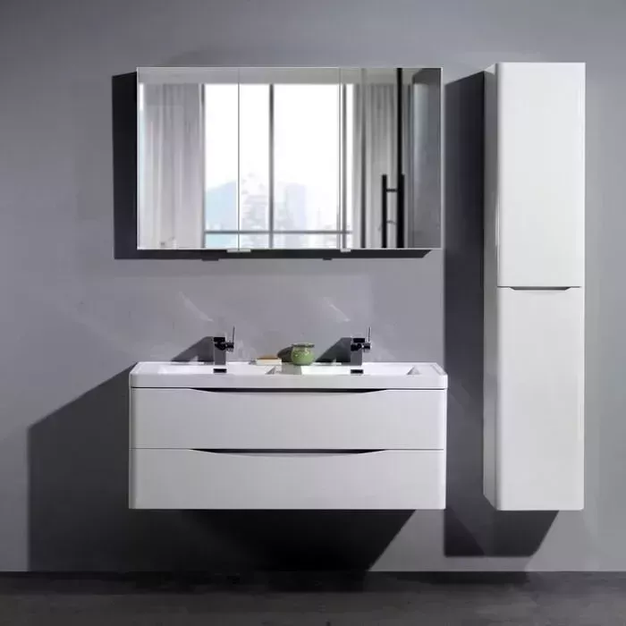 Мебель для ванной BELBANGO Ancona-N 120 bianco lucido с двумя чашами