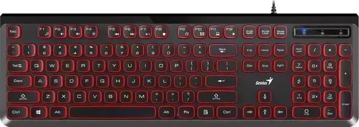 Клавиатура проводная GENIUS SlimStar 260. Тихий набор, 104 клавиши. Шестигранный дизайн корпуса. Расширенная подставка с прорезиненны (31310013408)
