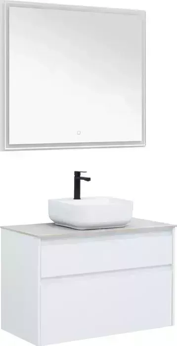Мебель для ванной AQUANET Nova Lite 90 два ящика, белый глянец/серая
