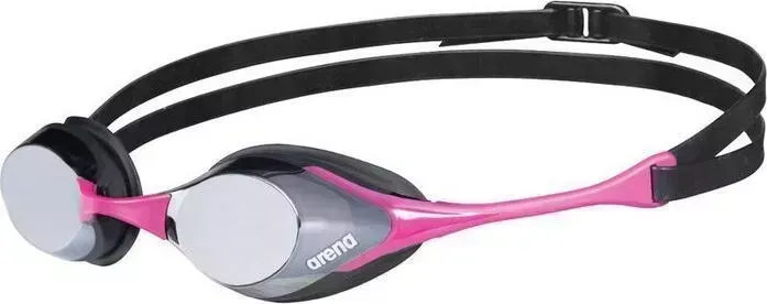 Очки для плавания Arena Cobra Swipe Mirror, 004196590, зеркальные линзы, черно-розовая оправа