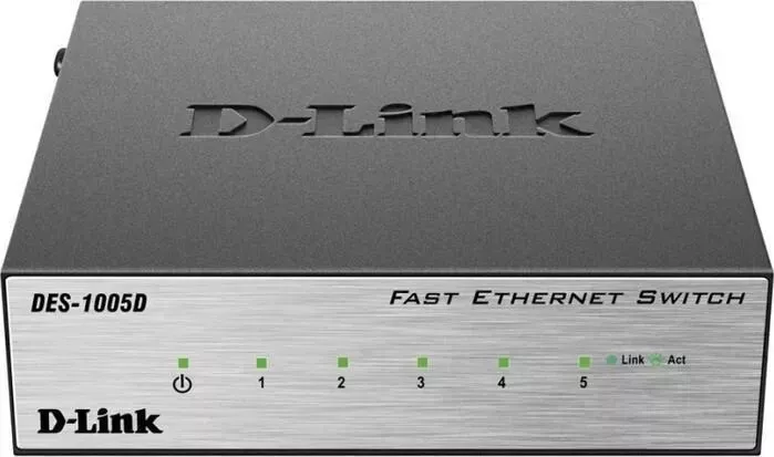 Коммутатор D-LINK DES-1005D/O2B (5 портов Ethernet 10/100 Мбит/сек, 1Mb, Auto MDI/MDIX) (DES-1005D/O2B)