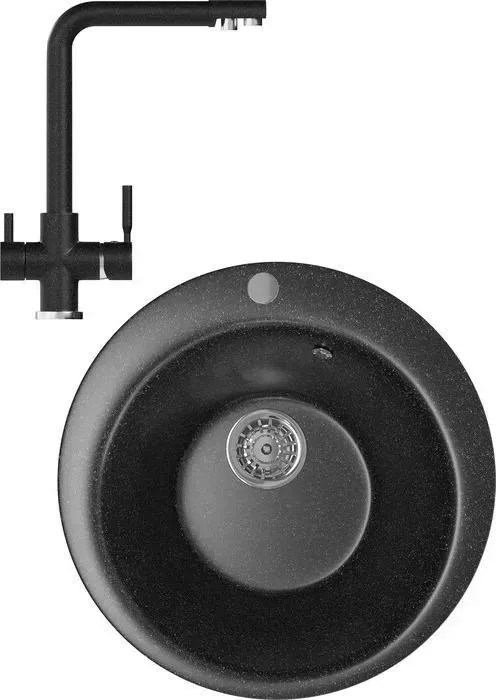 Мойка кухонная и смеситель Mixline и смеситель ML-GM13 черная 308