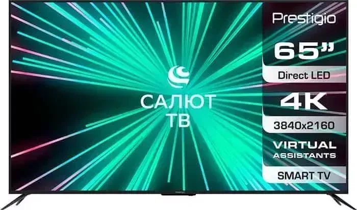 Телевизор PRESTIGIO PTV65SS07X CIS BK black (65", 4K UHD, Smart TV, Салют ТВ, Wi-Fi, черный)