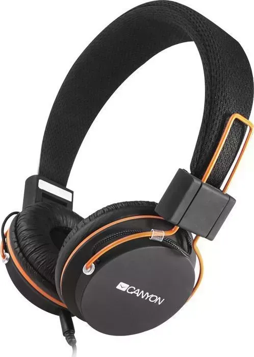 Гарнитура CANYON HP-2 headphones, detachable cable with microphone, foldable, black, cable length 1.2m, 0.118kg, Black (CNE-CHP2)