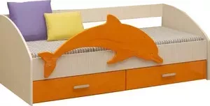 Кровать детская Регион 58 Дельфин-4 оранжевый МДФ 80x160 80X160