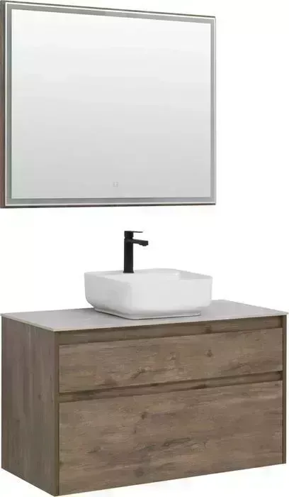 Мебель для ванной AQUANET Nova Lite 100 два ящика, дуб рустикальный/серая