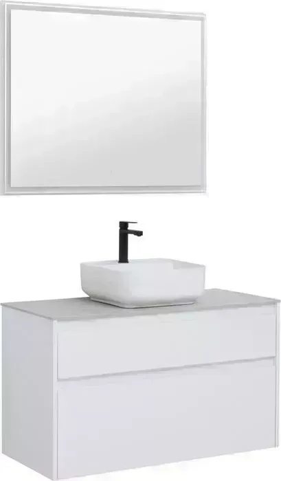 Мебель для ванной AQUANET Nova Lite 100 два ящика, белый глянец/серая