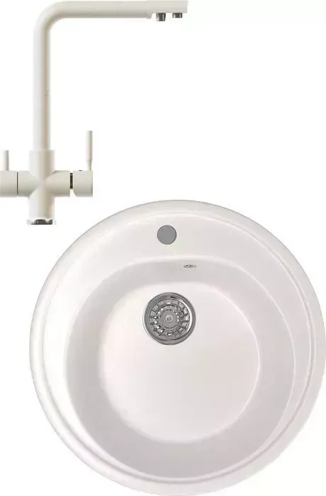 Мойка кухонная и смеситель Mixline и смеситель ML-GM11 белая 331