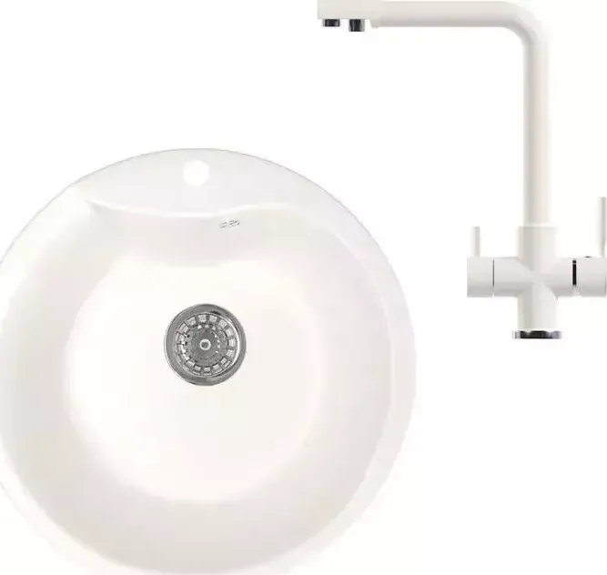 Мойка кухонная и смеситель Mixline и смеситель ML-GM12 молоко 341