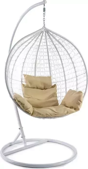 Кресло TetChair подвесное mod. SC-001 с подушкой металл/искусственный ротанг стойка: белая, корзина: белая