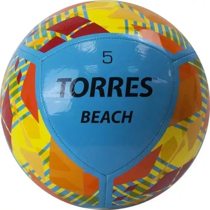 Мяч футбольный TORRES Beach арт. FB32015, р.5, для пляж. футбола, 10 пан, TPU, маш. сшив, сине-оранжевый