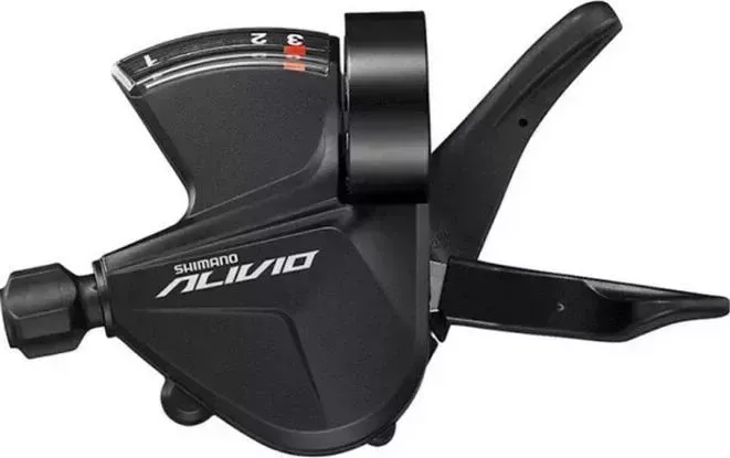 Шифтер Shimano Alivio, M3100-L, левый, 3 ск, на хомут, c индикатором, тр. 1800 мм
