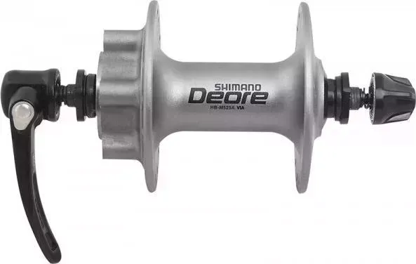 Втулка передняя Shimano Deore, M525A, 36 отв, QR, 6-болт, серебристый