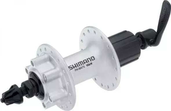 Втулка задняя Shimano M475, 36 отв, 8 / 9 ск, 6-болт, QR 166 мм, серебристый лого
