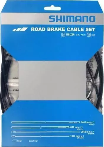 Трос Shimano тормоза с оплеткой, Road, опл. 800 мм / 1400 мм, ы 1000 мм / 2050 мм PTFE., с концевиками