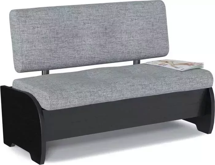 Кухонный диван Смарт Дельта (Форвард) с ящиком для хранения серая рогожка/черный