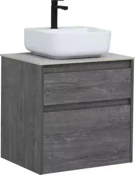 Тумба с раковиной AQUANET с Nova Lite 60 два ящика, дуб рошелье/серая (242577, 257608, 211281)