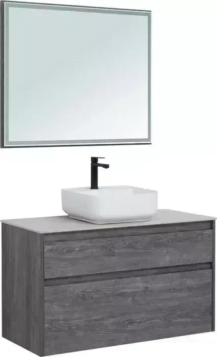 Мебель для ванной AQUANET Nova Lite 100 два ящика, дуб рошелье/серая
