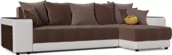Диван угловой Смарт Дубай Simpl коричневый/белый правый