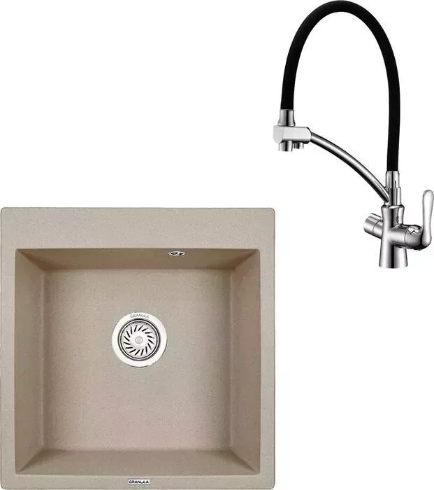 Мойка кухонная и смеситель Granula и смеситель GR-5102 песок, Lemark Comfort LM3070C
