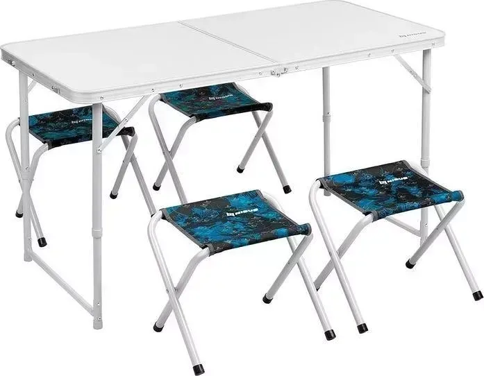 Набор мебели Nisus стол + 4 табурета SHARK, алюминий, чехол (N-FS-21407+21124A-S-1)