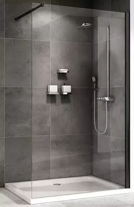 Душевой уголок Abber Immer Offen 100x80 с поддоном, прозрачный, черный (AG61100B, ЛП00080)