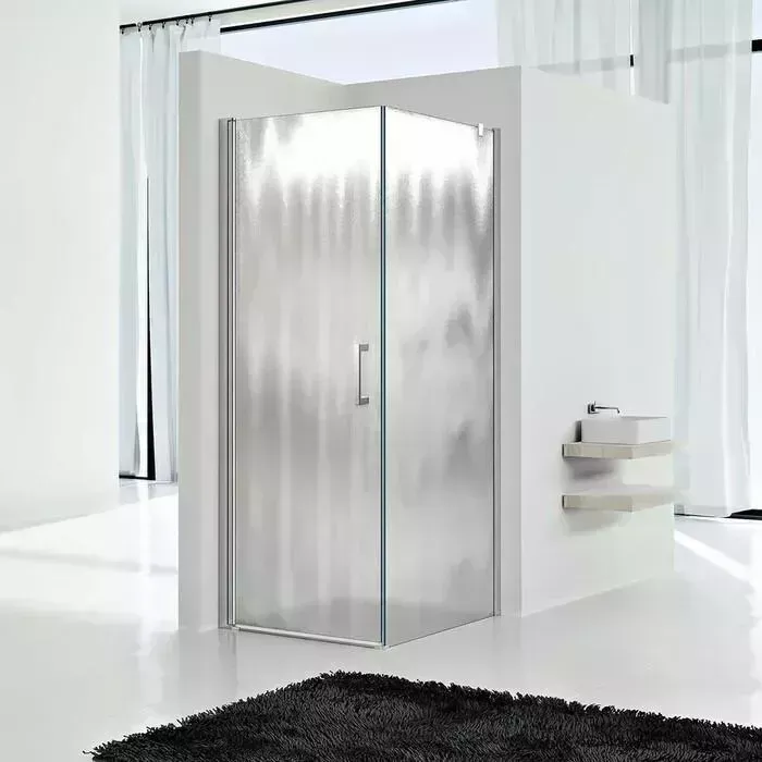 Душевой уголок Vincea Orta VSR-1O 80x80 петли слева, с поддоном, рифленый Шиншилла, хром