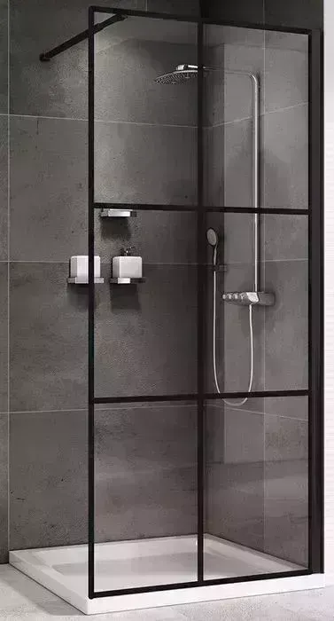 Душевой уголок Abber Immer Offen 100x80 с поддоном, прозрачный, черный (AG62100B, ЛП00080)