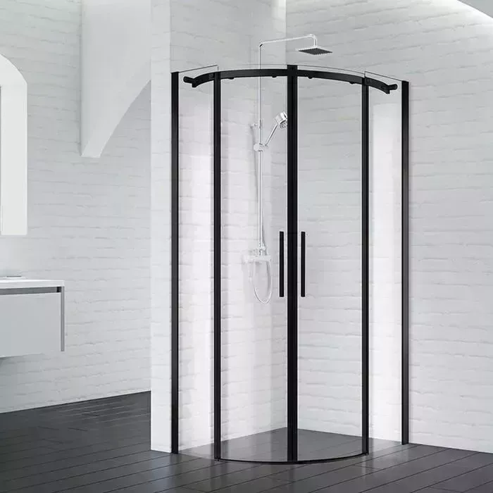 Душевой уголок BELBANGO Acqua R-2 90х90 прозрачный, черный (ACQUA-R-2-90-C-NERO, TRAY-BB-R-90-550-15-W)