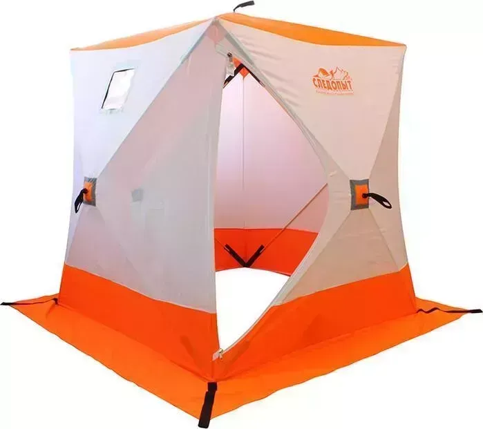 Палатка Следопыт зимняя куб 1,8 х1,8 м, Oxford 240D PU 1000, 3-местная , бело-оранжевый