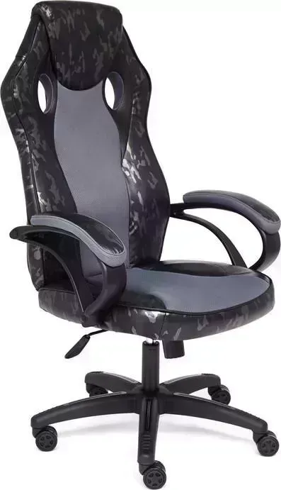 Кресло офисное TetChair Racer gt military кож/зам/ткань серый/серый TW 12