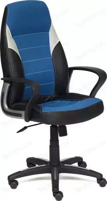 Кресло офисное TetChair INTER кожзам/ткань черный/синий/серый 36-6/С24/14