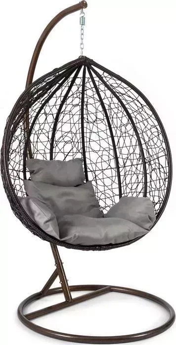 Кресло TetChair подвесное mod. SC-003 с подушкой металл/искусственный ротанг, стойка: медная, корзина: коричневая